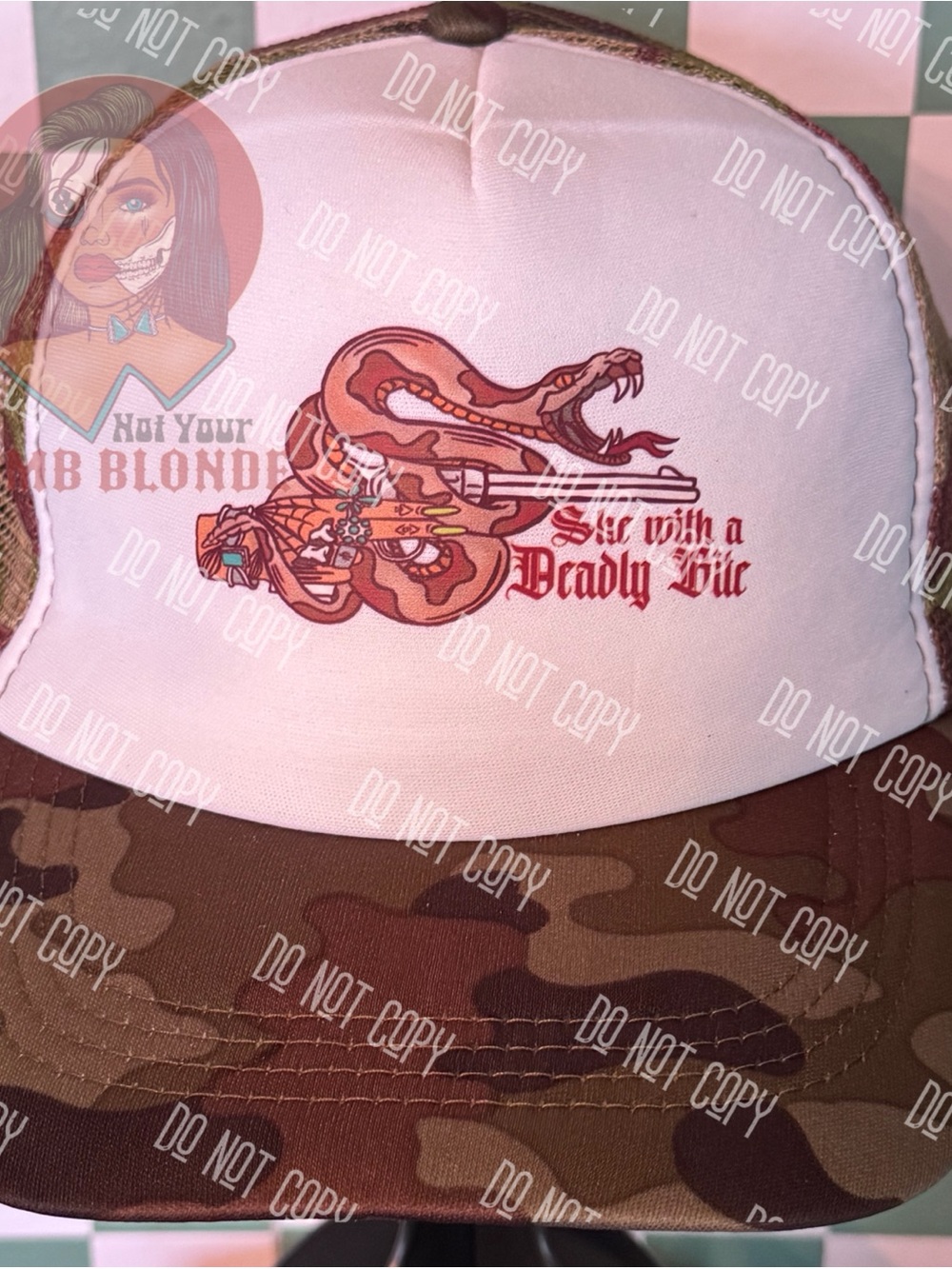 Snake Graphic Trucker Hat - Pink & Camo